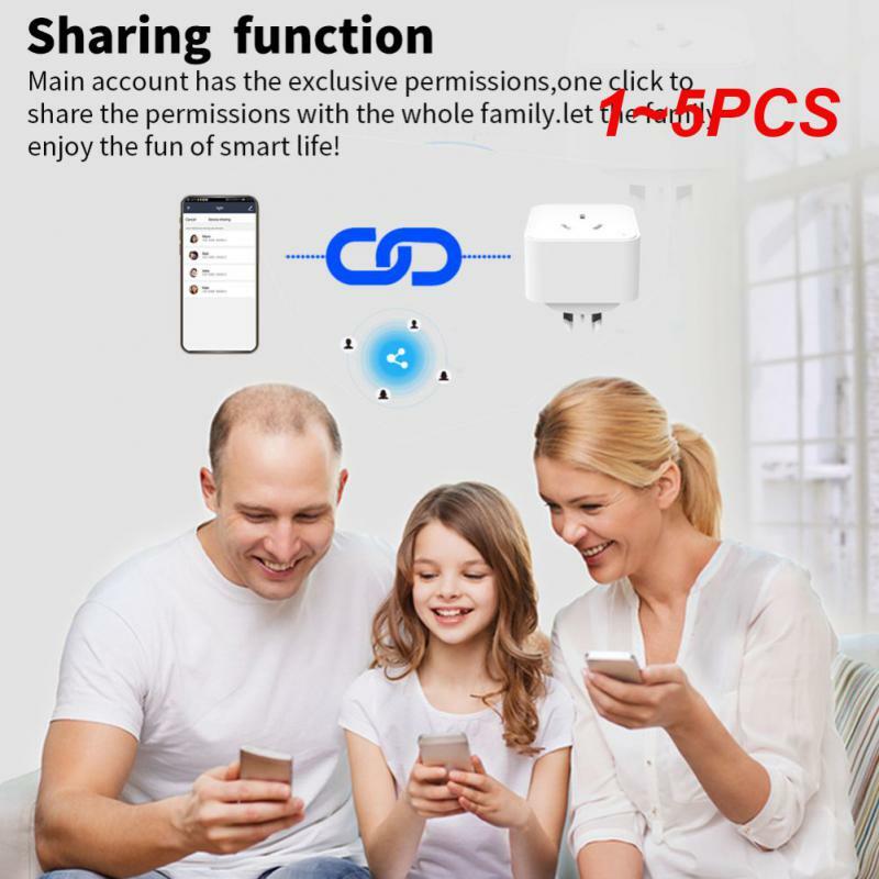 1~5PCS Tuya Smart Socket Plug Smartlife App Wireless Remote Control Power Output Power Monitoring Timing Work with