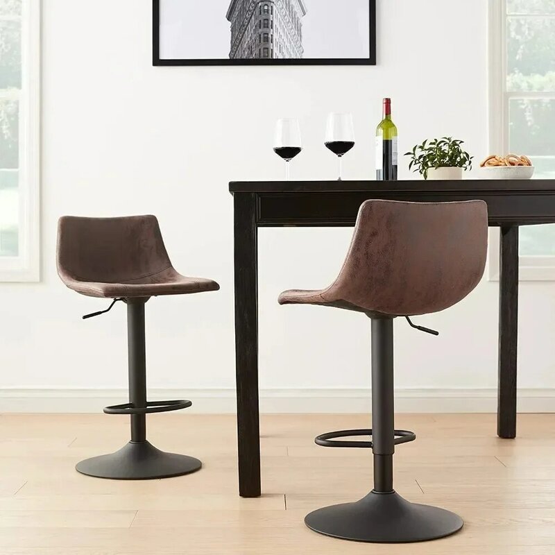 Set kursi Bar 2, kursi putar 360 ° dengan punggung, kursi Bar dengan tinggi yang dapat disesuaikan, tinggi meja Pub Modern, kursi Bar