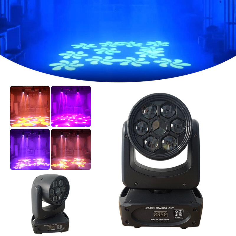 Little Bee Moving Light Mini Led Bee Eye Beam Moving Head Light With Prism 3 Pattern Big Flower Rotate For Disco DJ KTV Club