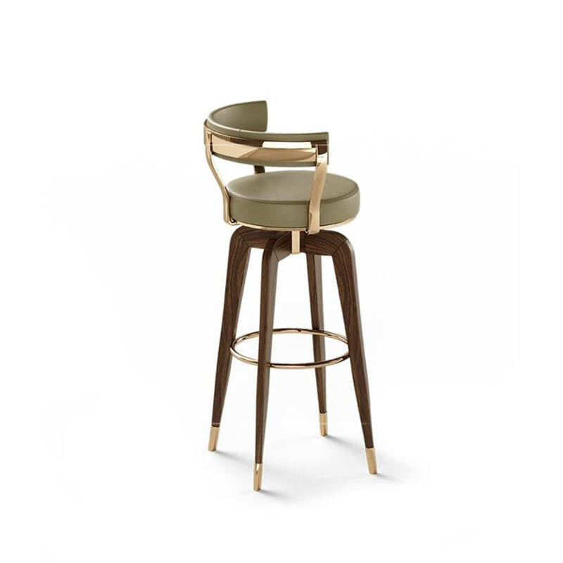 Silla de Bar de acero inoxidable de lujo, sillas creativas modernas para cocina, Taburetes de Bar de recepción giratorios, tronas de madera maciza personalizadas