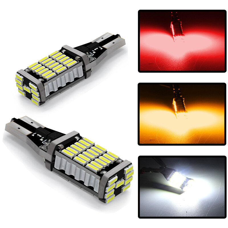 超高輝度LED電球,リアライト,ランプ,シグナルライト,白,黄色,車用,w16w,12v,t15,1個