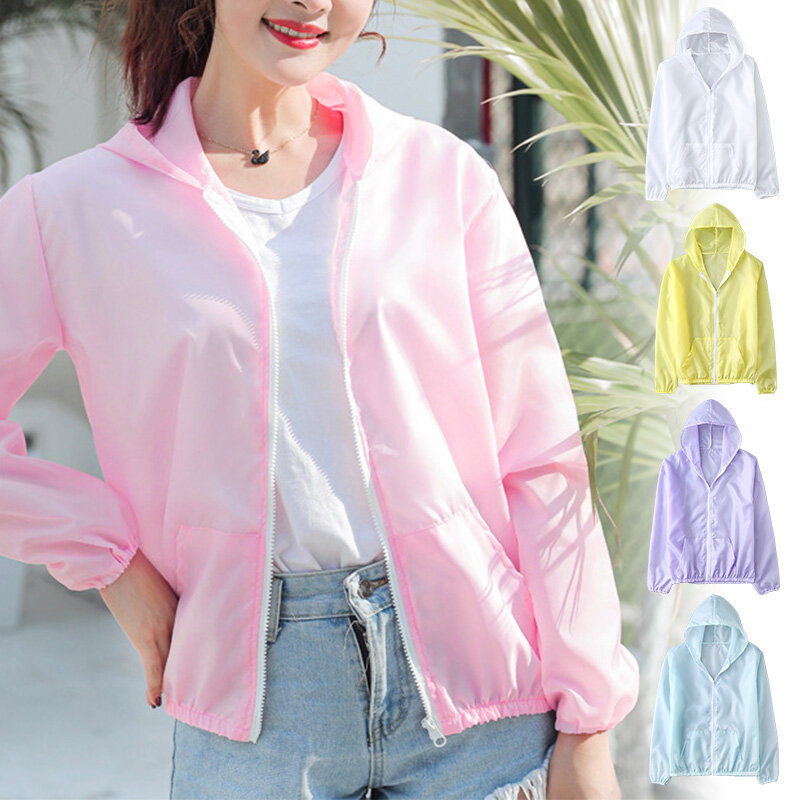 Tops de proteção solar feminino, casaco elegante cor doce, camisa, suéter, anti UV, secagem rápida, ultra fino, verão