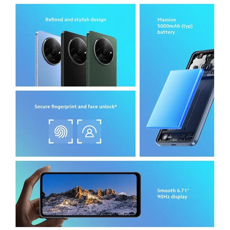 هاتف ذكي Xiaomi-Redmi A3 4G ، MediaTek ، Helio ، G36 ، شاشة إسقاط نقطة ، 90 هرتز ، 64 جيجابايت ، GB ROM ، بطارية mAh ، إصدار عالمي
