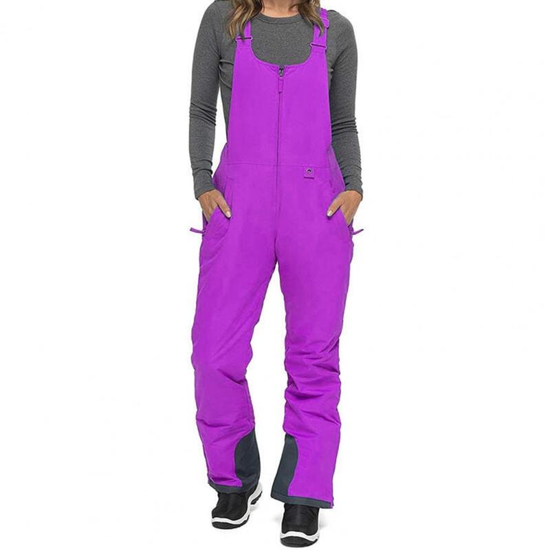 Outdoor Assault Pants Thermal Windproof Women's Overalls with Adjustable Shoulder Straps Front Zipper for Outdoor for Added