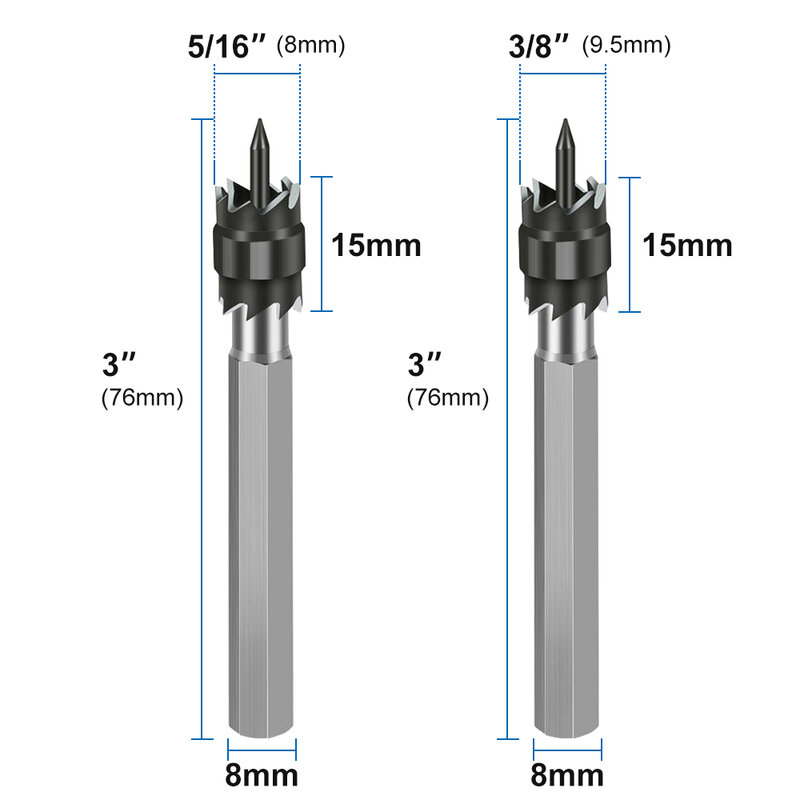 XCAN Drill Bit Spot Weld Drill Bit Cutter Double Side Carbide Tip Stainless Metal Hole Drilling Center Drill Cutter 3/8''5/16''