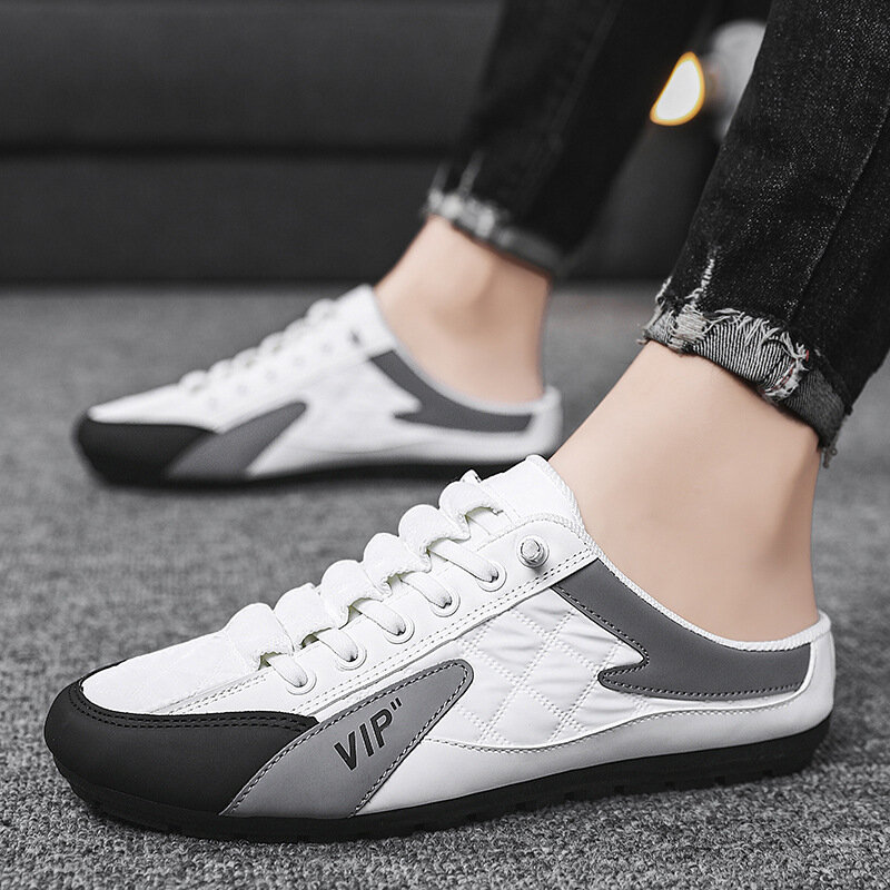 New Men's Lazy Shoes Korean Version Trendy All-match Casual Shoes Slip-on Half Slippers Fashion Comfortable Breathable Loafers