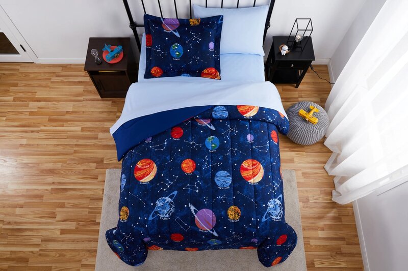 Glow-In-The-Dark Space Bed-In-A-Bag Coördinerende Beddengoed Set, Twin