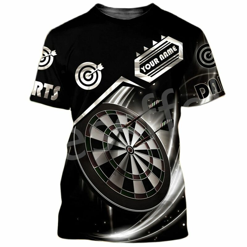 Camiseta Harajuku 3D masculina estampada, gola redonda casual solta, blusa de manga curta, entretenimento esportivo indoor, clube de dardos divertido, verão