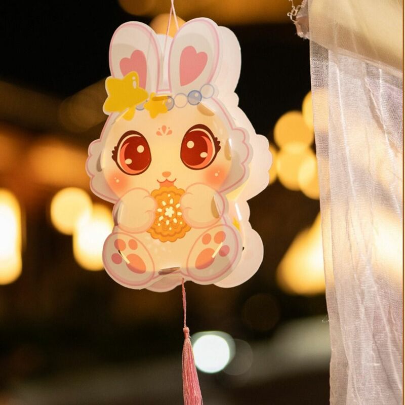 Lanterna del Festival di autunno medio fatta a mano cartone animato cinese bambini luminosi Kit materiale lanterna fai da te PP Jade Rabbit Women