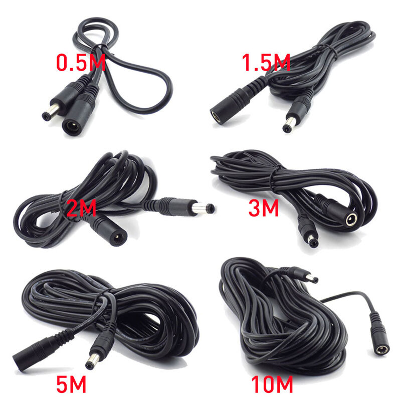 Female To Male Plug CCTV DC Power Cable Extension Cord Adapter 12V Power Cords 5.5mmx2.1mm For Camera Power Extension Cord