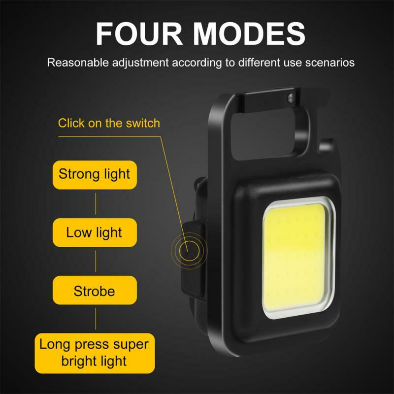 Mini Glare COB Keychain Light 4 modes USB Charging Multifunctional Emergency Lamps Strong Magnetic Repair Work Camping Light