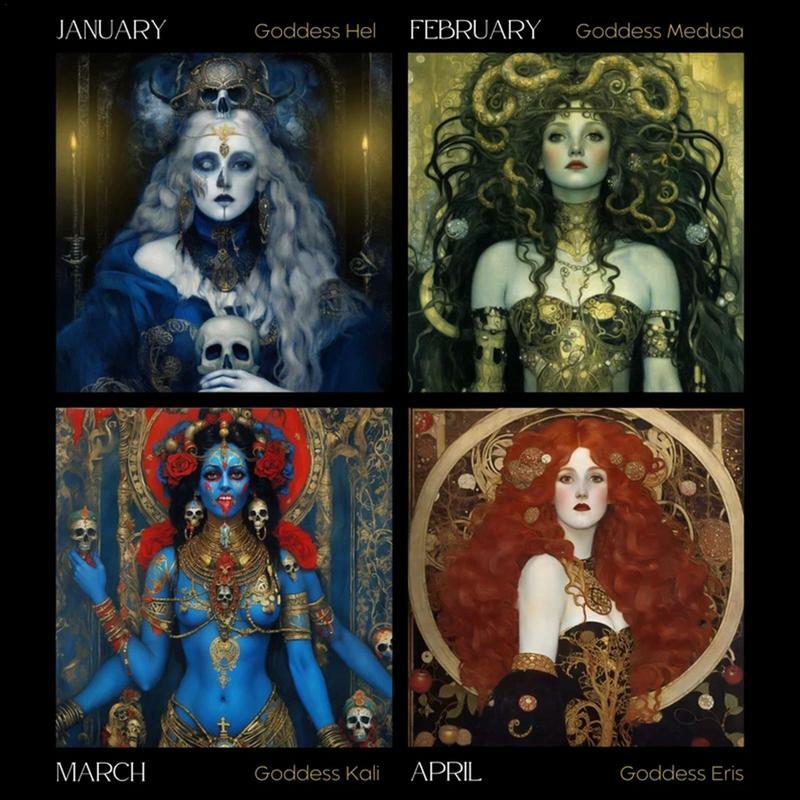Astrologia Wall Art Calendário, Calendário Lunar, Moon Tracker, Goddess Calendar, Pendurado Astrologia Decorações, 2024
