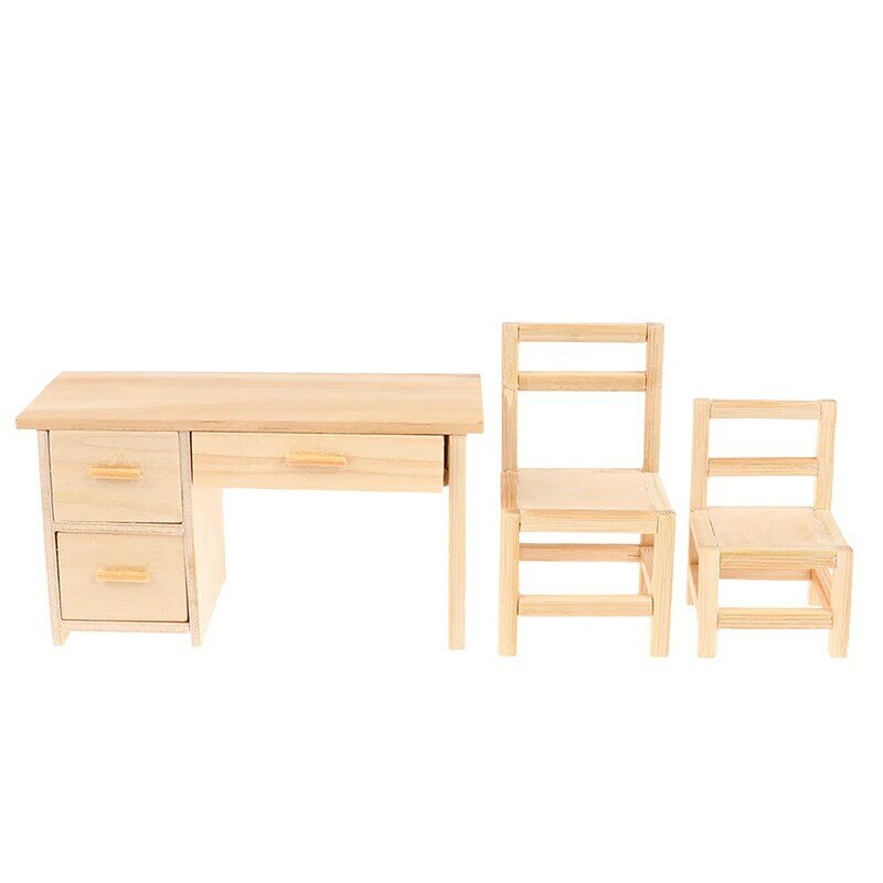 1pc miniaturowy domek dla lalek meble drewniane stół i krzesła Mini biurko symulacja scena domek dla lalek
