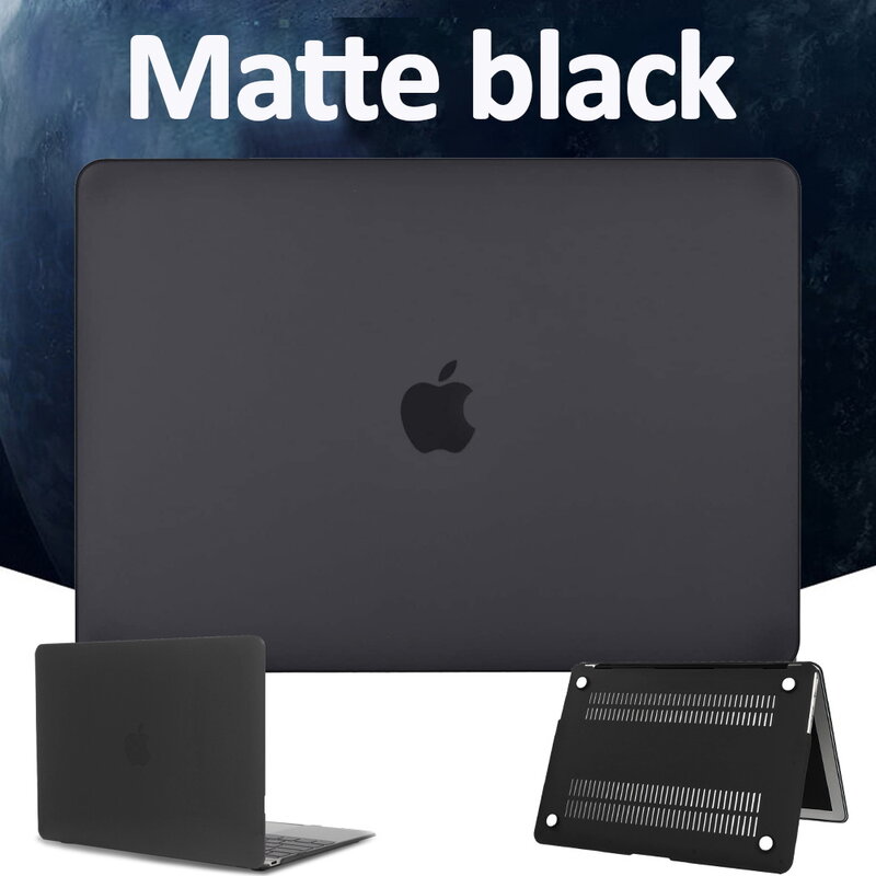 Carcasa dura negra esmerilada portátil para Macbook Air 13, A2337, 2020, A2338, M1, Chip Pro 13, 12, 11, 15, Apple Pro 16, A2141