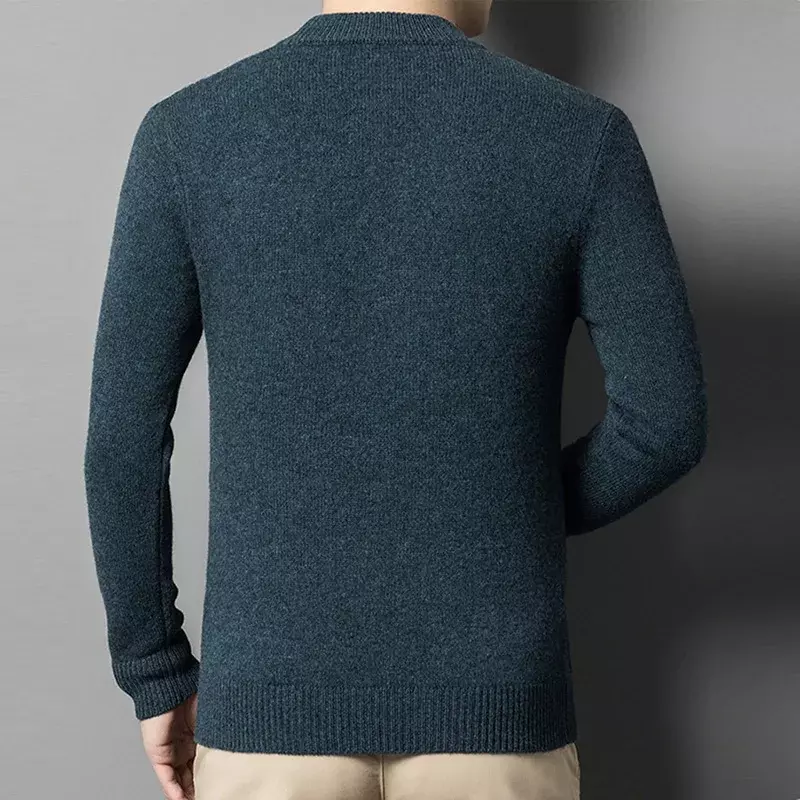 남성용 따뜻한 모직 스웨터, 캐쥬얼 O넥, 멋지고 슬림, 짧은 스웨터, 두꺼운 니트 바닥, 풀오버 스웨터, 가을, 겨울 패션