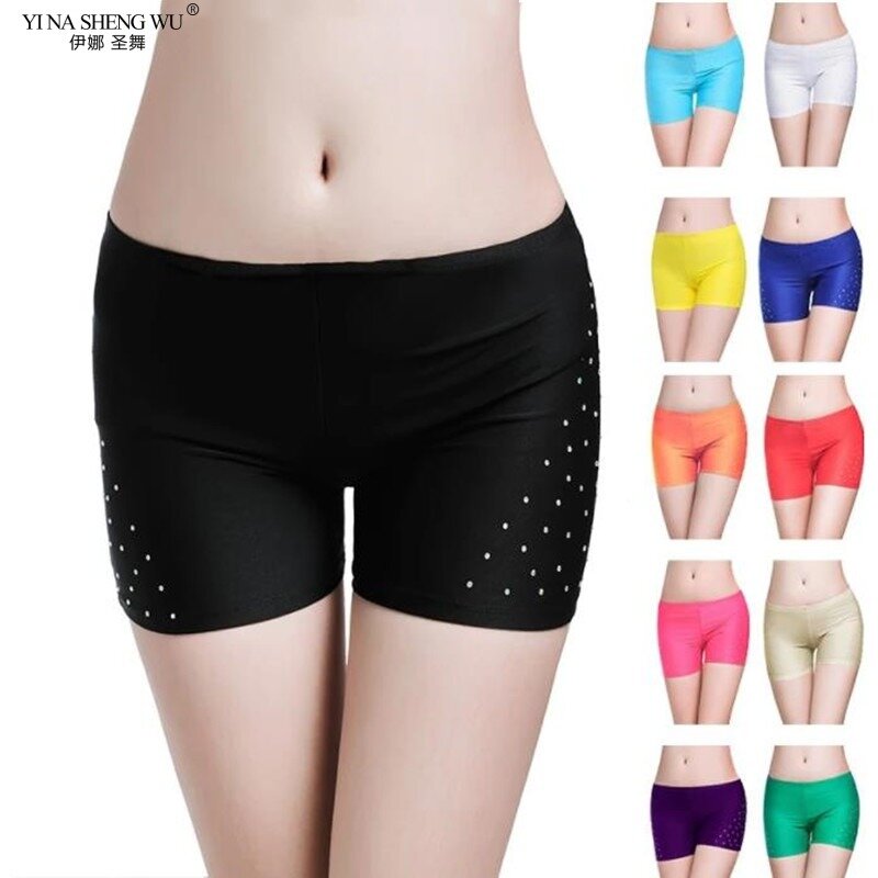 Belly Dance Safety Shorts Women's Belly Dance Clothes Leggings Tight-fitting Stretch Safety Pants with Diamonds Short Pants