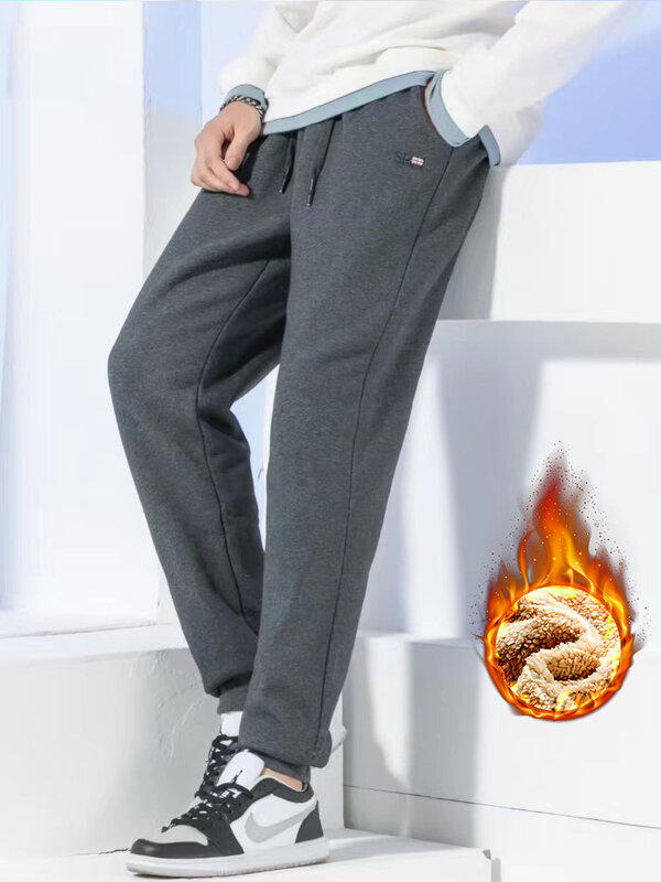 Inverno masculino jogger sweatpants engrossar velo quente calças de pista casual térmica algodão longo calças de moletom mais tamanho 6xl 7xl 8xl