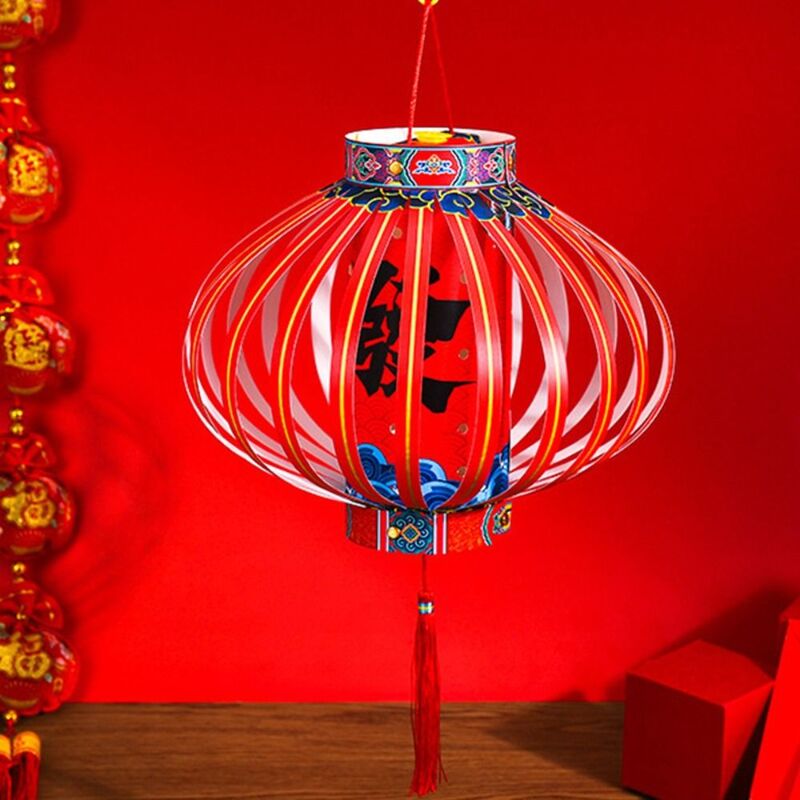 Linterna de papel de Año Nuevo de la buena suerte, linterna brillante de mano hecha a mano para fiesta, paraguas chino, accesorios Hanfu DIY