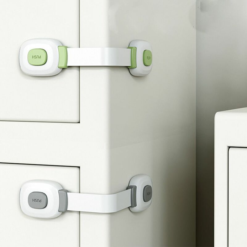 2pcs/Set Double Buckle Firm Adjustable Kids Refrigerator Door Locks Cabinet Locks Baby Safety Locks Child Protection Equipment