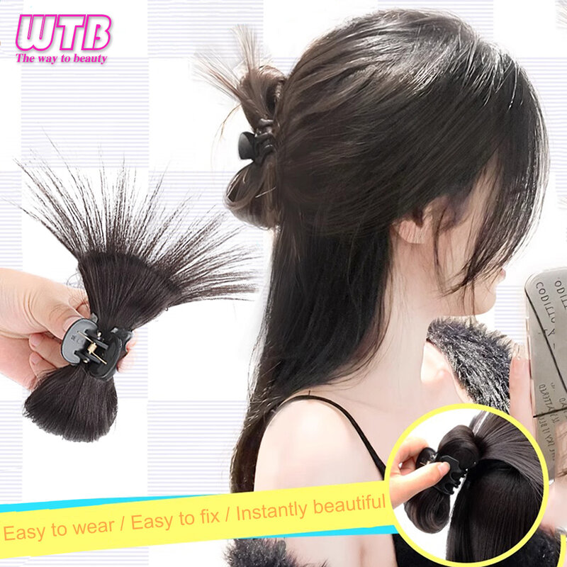 WTB Synthetic Catch Clip Bun Fountain High Ponytail Half Tied Lazy Wind Chicken Nest Catch Clip Chignon Wig