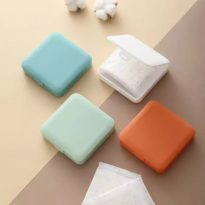 1 buah kotak penyimpanan portabel untuk pembalut wanita pemegang tampon tahan debu kemasan wadah perjalanan kosmetik plastik tas