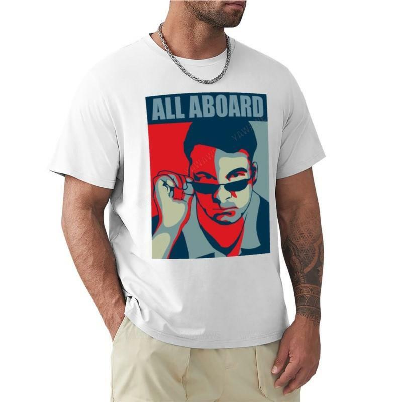 Kaus katun teeshirt All Abroad pria, T-Shirt atasan ukuran besar anime Atasan musim panas untuk pria