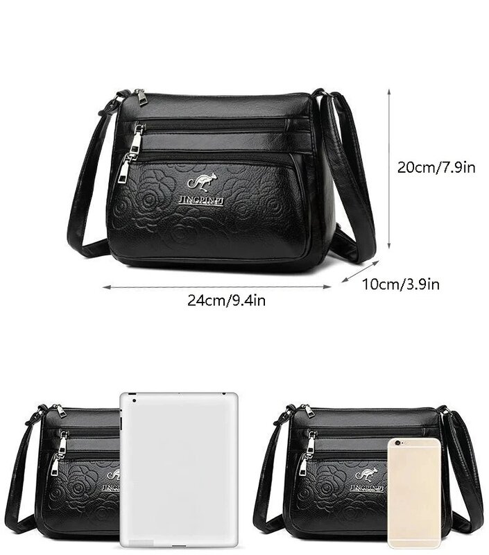 Women Mother Bag Middle-aged Elderly Shoulder Messenger Crossbody Bag Purses Handbags Bolsa 3 Zippers Luxury Design