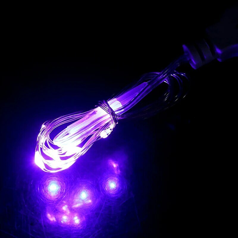 Guirnalda de luces LED con USB, alambre plateado de cobre, luces de hadas impermeables, decoración de fiesta de boda y Navidad, 1M
