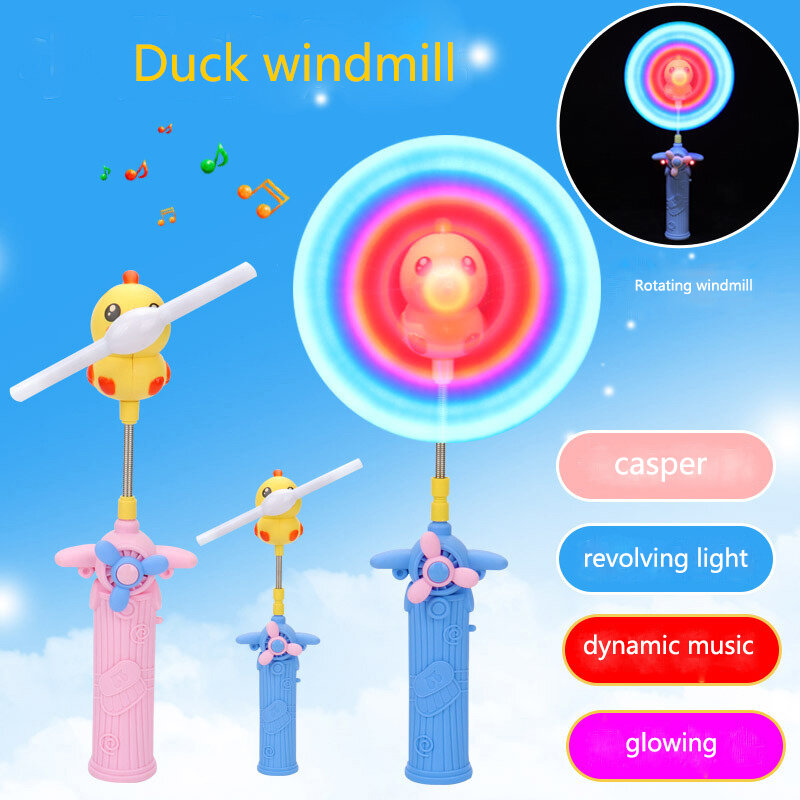 Gloeiend Elektrisch Speelgoed Van Windmolenkinderen, Cartoon Eend Magische Plastic Windmolen, Muziekspinnende Windmolen Geschenken Speelgoed Voor Kinderen