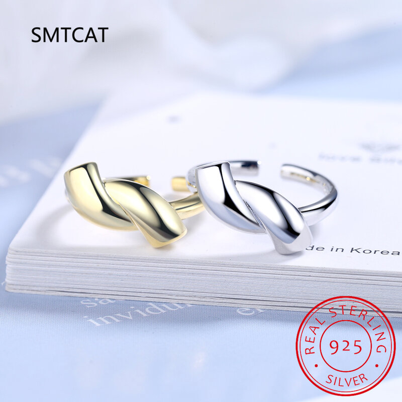 Glatte verdrehte trend ige Ring Sterling Silber verstellbare einfache Fingerringe für Frauen weiblichen Schmuck Geburtstags geschenk