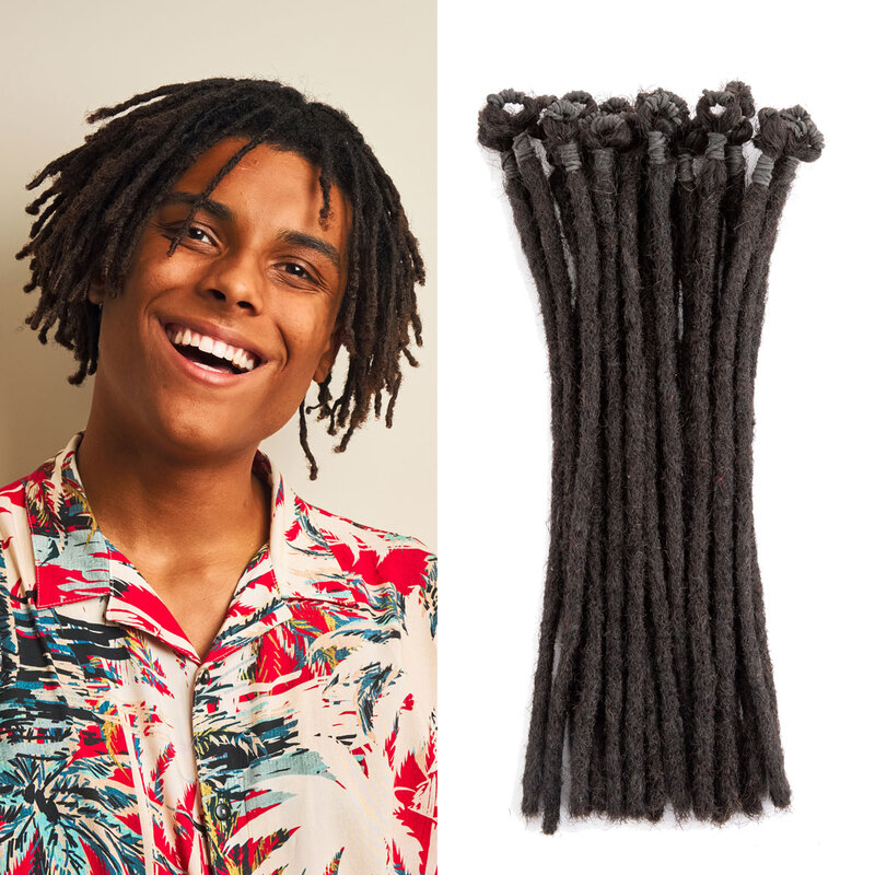 Pré-Looped Crochet Dreadlocks extensões, cabelo humano, permanente Dreads Locs, Cor Natural, 0,4 centímetros de espessura, 6-18 Polegada