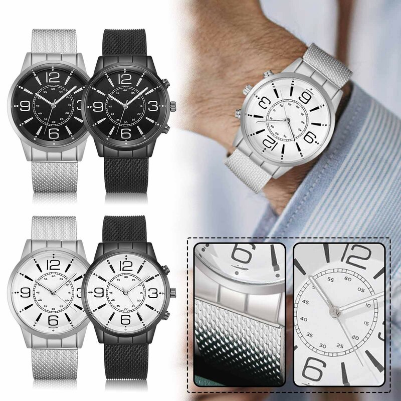 Relógio de quartzo casual masculino, relógio de pulso 3 olhos, mostrador redondo simples, Daily Business, moda