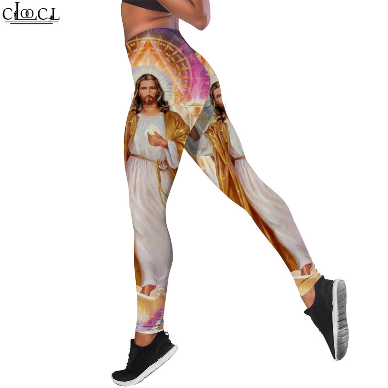 Cloocl-女性用スポーツタイツ,ヨガ,ジョギング,フィットネス,屋外ジョギング用の3Dグラフィックプリントの女性用レギンス