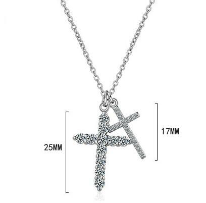 D Color Moissanite Cross Pendant For Women 18k White Gold Plated S925 Sterling Silver Necklace Chain Wedding Fine Jewelry