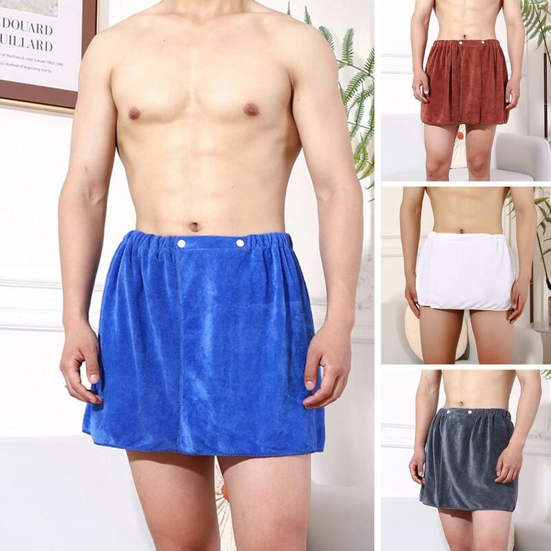 Toalha de banho masculina ajustável, roupão elástico na cintura, camisola, bolso para esportes ao ar livre, natação, ginásio, spa, curto