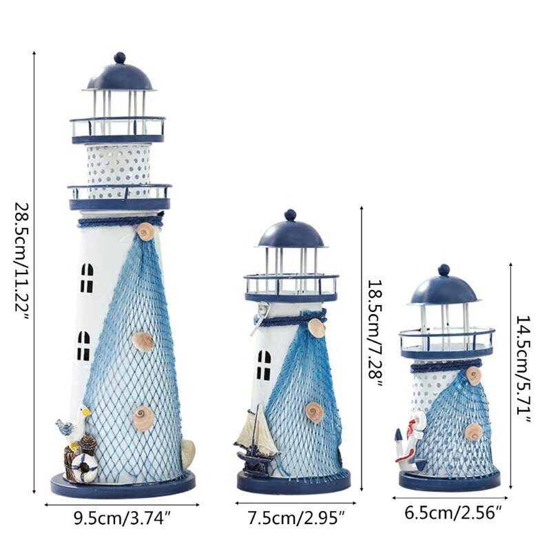 Metal Lighthouse Color Change Flashing LED Lamp Night Light Room Decorations