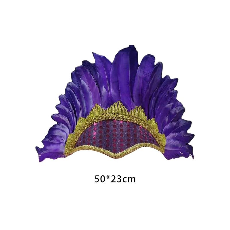Colorful Feather Headdress New Head-mounted Feather Colored Headwear Adjustable Chief Headdress Fancy Dress Party