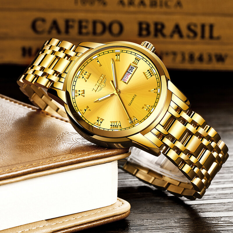 Часы наручные LIGE женские с браслетом из стали, модные брендовые креативные водонепроницаемые, с коробкой, 2023