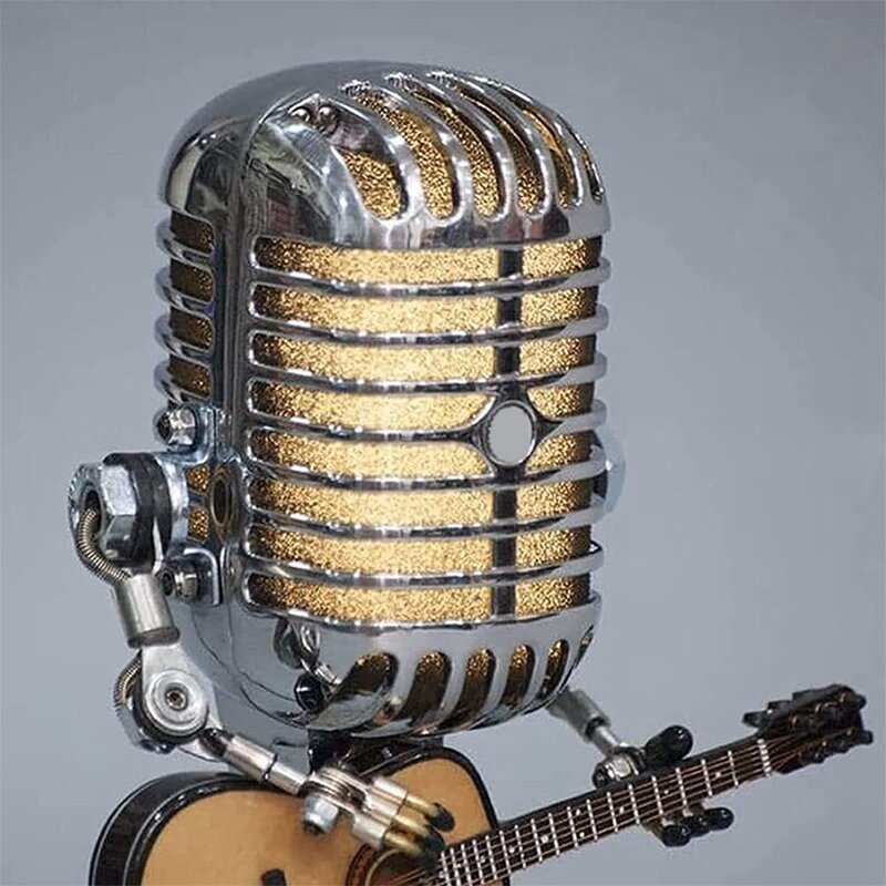 Retro Stijl Vintage Microfoon Robot Bureaulamp, Vintage Microfoon Robot Touch Dimmer Lamp Tafellamp