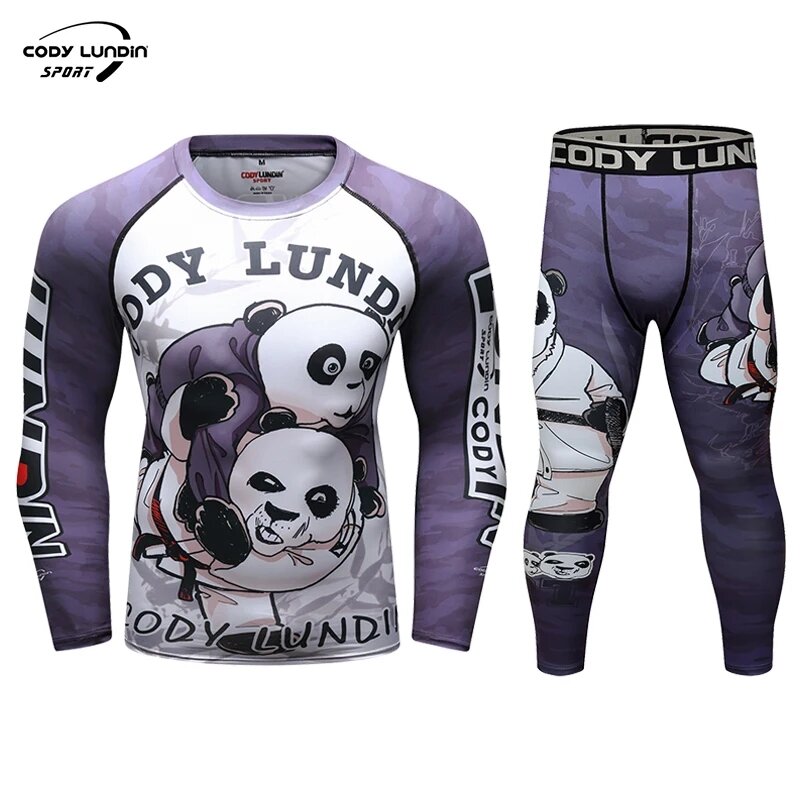 كودي لوندين-سروال مصارعة MMA بطباعة ثلاثية الأبعاد للرجال ، قميص تدريب لركوب الدراجات ، قميص جري ، طقم راشغوارد كيك بوكسينغ ، ملابس قتالية من ماركة فينتيس