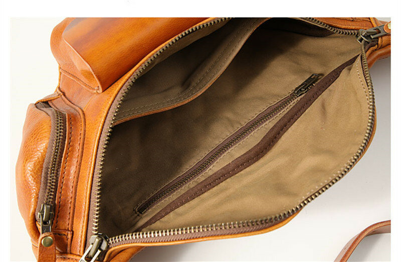 Tas selempang pria kulit asli, tas dada banyak saku kulit asli, tas selempang bahu kualitas tinggi dengan desainer