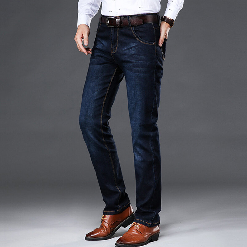 Calça jeans casual stretch slim fit masculina, calça marca da moda, clássico novo, tamanho grande, negócios, preto, azul, primavera, outono, 42, 44
