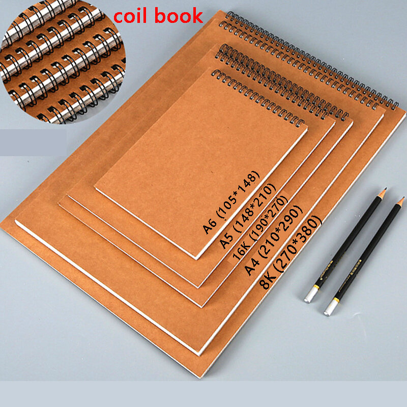 Buku sketsa profesional buku catatan Spiral kertas tebal perlengkapan sekolah seni pensil menggambar notepad alat tulis pena gel lucu pensil
