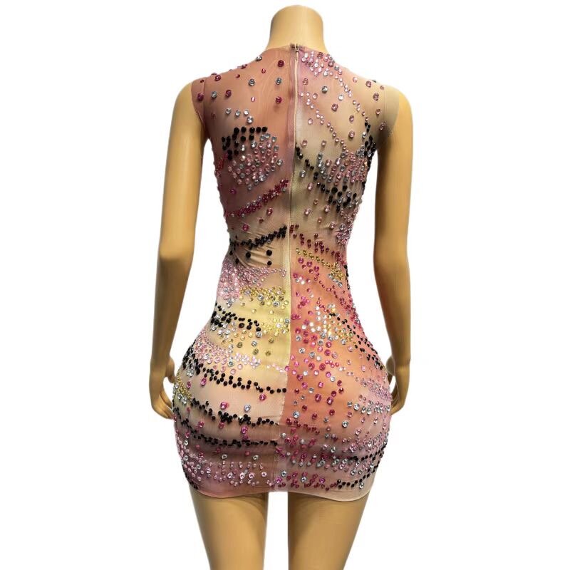 Spersonalizowany europejski i amerykański seksowny plecak z krótkim rękawem spódnica biodrówka sukienka urodzinowa z kryształami górskimi