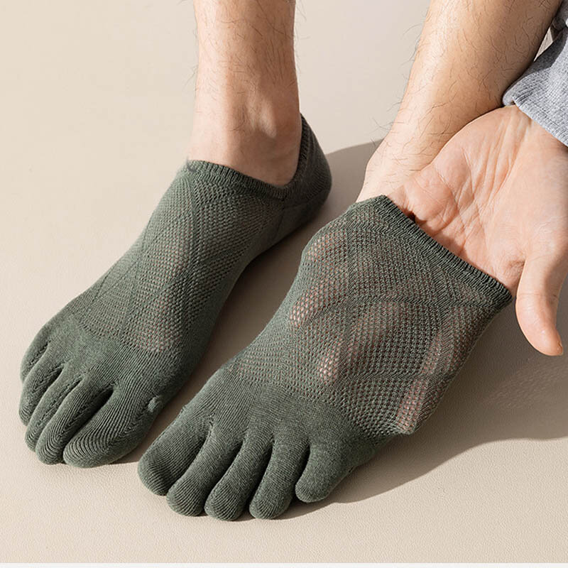 Носки мужские тонкие хлопковые, носки-невидимки с закрытым носком, дышащие, дезодорирующие, 5 пальцев, летние, 5 пар