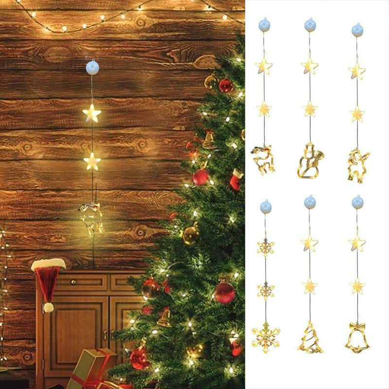 Draagbare Kerst Raam Verlichting Kerstbomen Muren Mantels Slingers Lichten Kerst Ornamenten Opknoping Led Verlichting Home Decor
