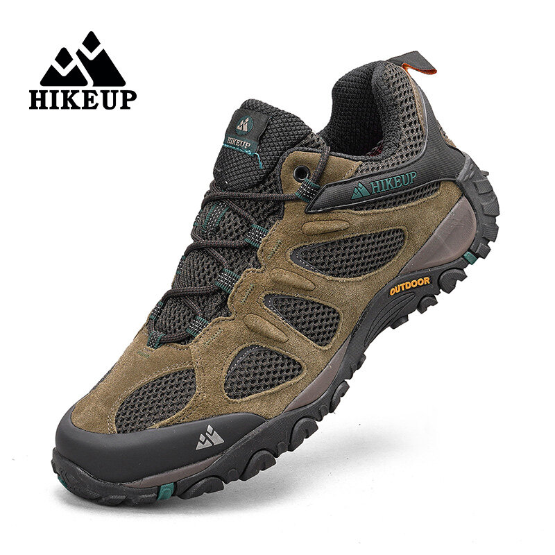 HIKEUP-Zapatillas antideslizantes para hombre, zapatos transpirables resistentes al desgaste, para senderismo al aire libre, escalada, caza y montaña