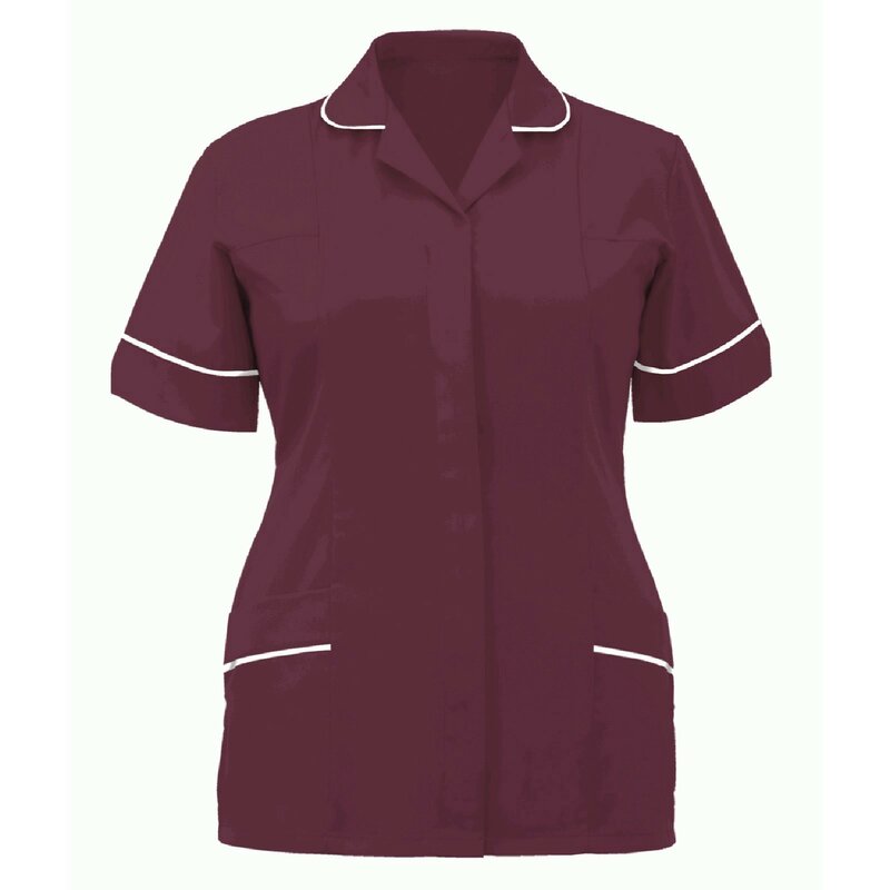 ชุดพยาบาลคอปกแขนสั้นสำหรับผู้หญิงเสื้อสครับพยาบาลคลินิกเสื้อฤดูร้อนชุดทำงานไซส์ใหญ่พิเศษ