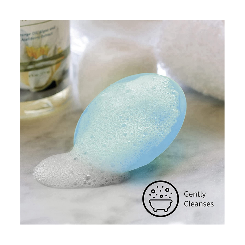 Spazzole da bagno con cappuccio esfoliante e massaggiante per neonati, blu e bianchi, confezione da 2