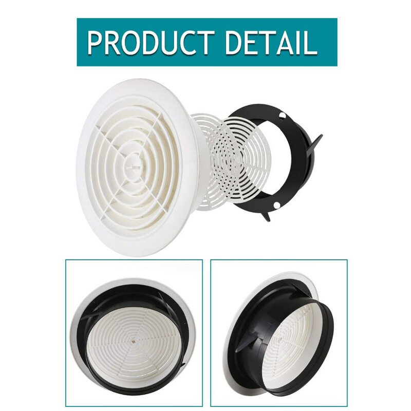 1x ABS 75/100/125/150mm Round Air Vent Louver Grille Cover Outlet Adjustable Exhaust Vent Ventilation Home Appliances